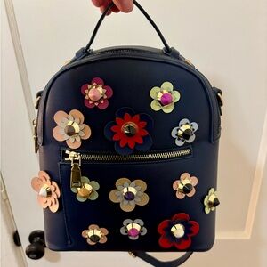 Modcloth Floral Embellished Navy Backpack